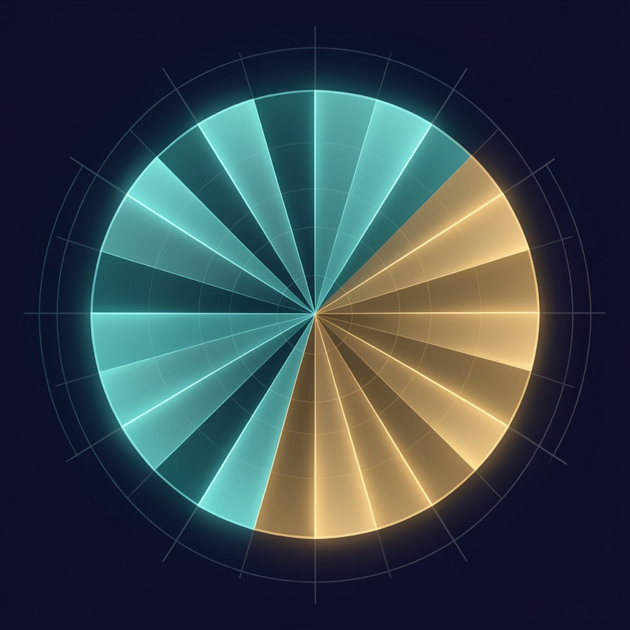 A modern luminous reimagining of Florence Nightingale's coxcomb rose diagram in teal and gold on navy — the chart that proved most deaths were preventable.